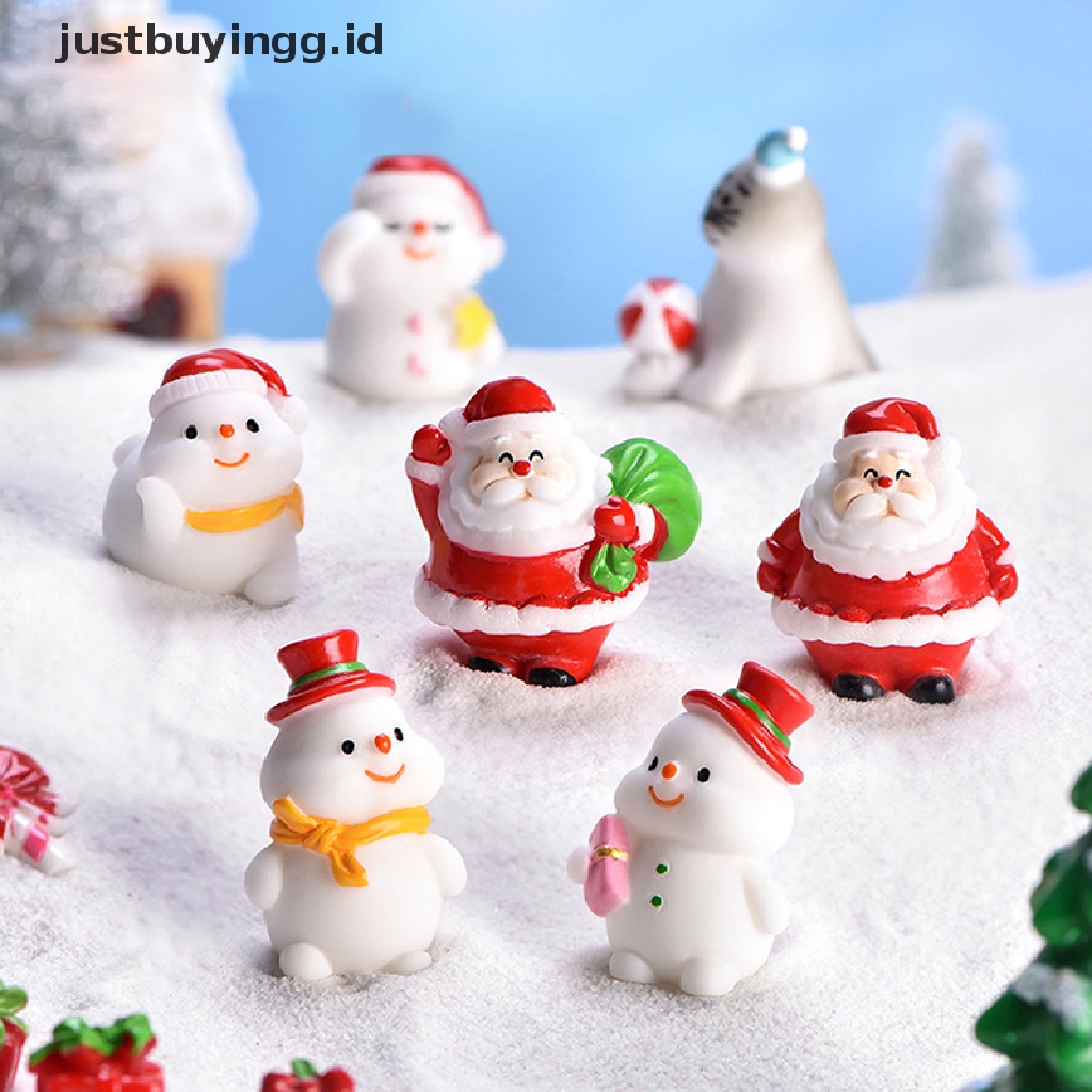 [justbuyingg.id] Christmas DIY Mini Miniature Fairy Garden Ornament Decor Christmas Accessories ID