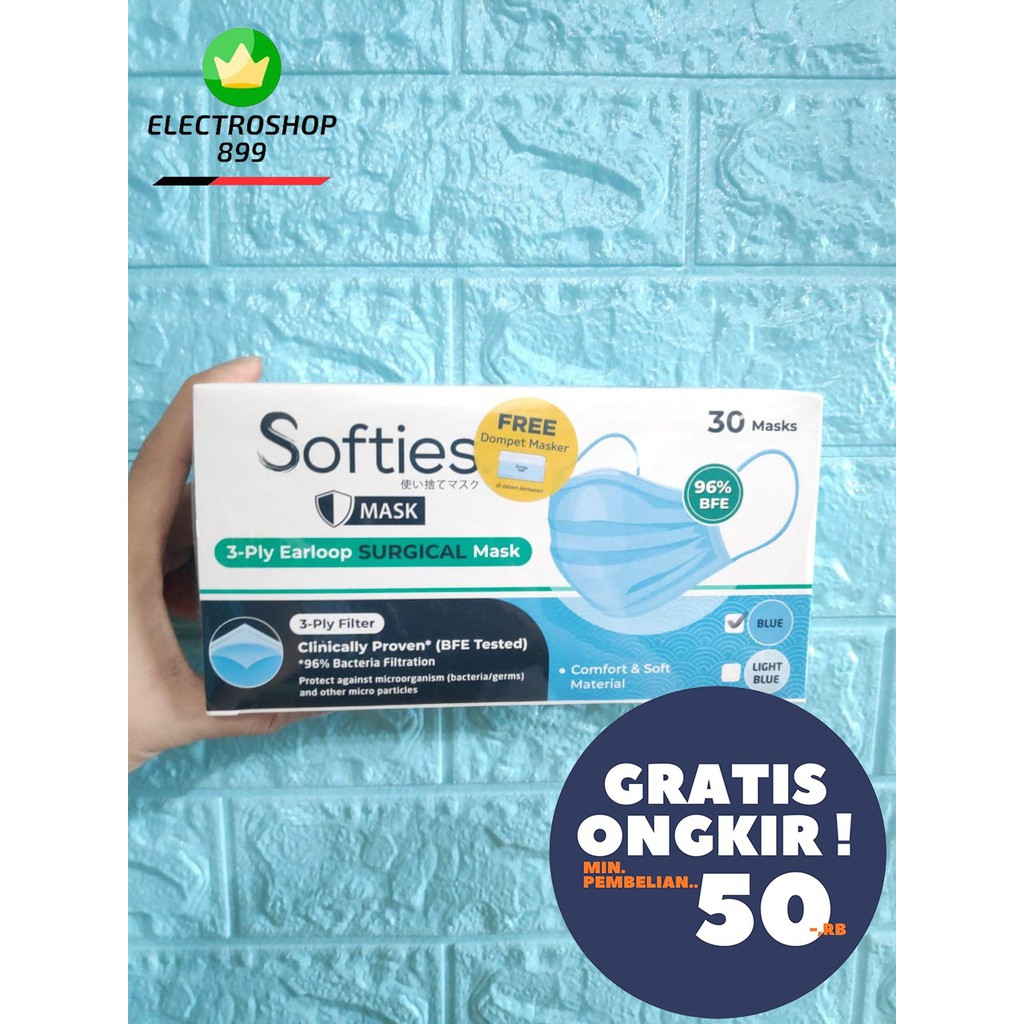 SOFTIES Surgical Mask Masker Earloop 3 Ply