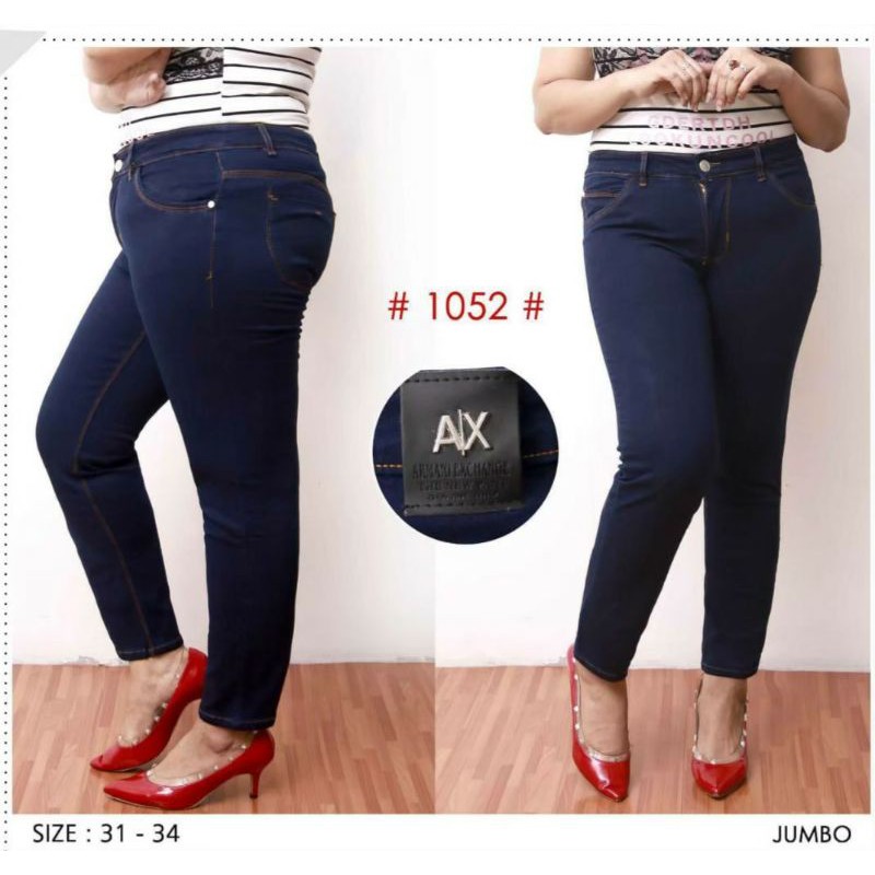 celana jeans pensil biru tua wanita