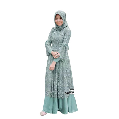 Kyoko Fashion Baju Gamis Syari Dress Pevita / Dress Pesta Wanita / Dress Brukat Murah / Syari Wanita