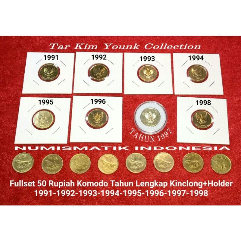 Koin 50 Rupiah Komodo Set Tahun Lengkap Edisi+1997 Hadir