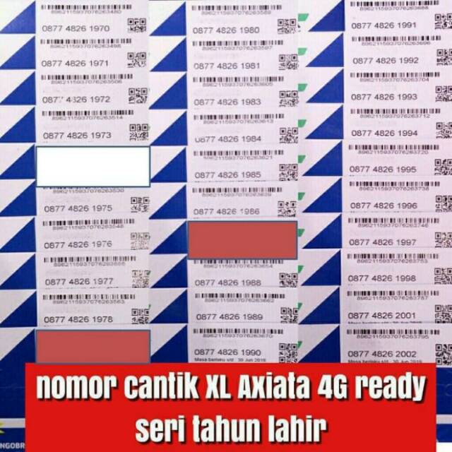 No Cantik Kartu Perdana XL Axiata 4G Tahun Kelahiran Kartu XL Nomer Cantik