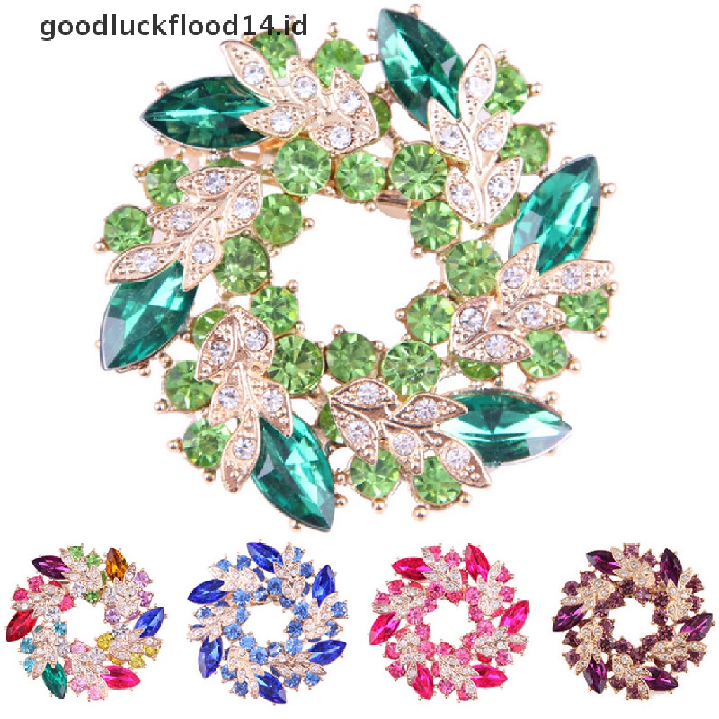 [OOID] New Fashion Shining Rhinestone Gold Plated Redbud Flower Pin Brooches Jewelry ID