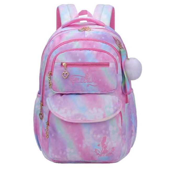 RANSEL / BACKPACK TAS Anak Sekolah SD / SMP / REMAJA 17&quot; UKURAN BESAR MODEL MASA KINI GANTUNGAN BULU IMPORT