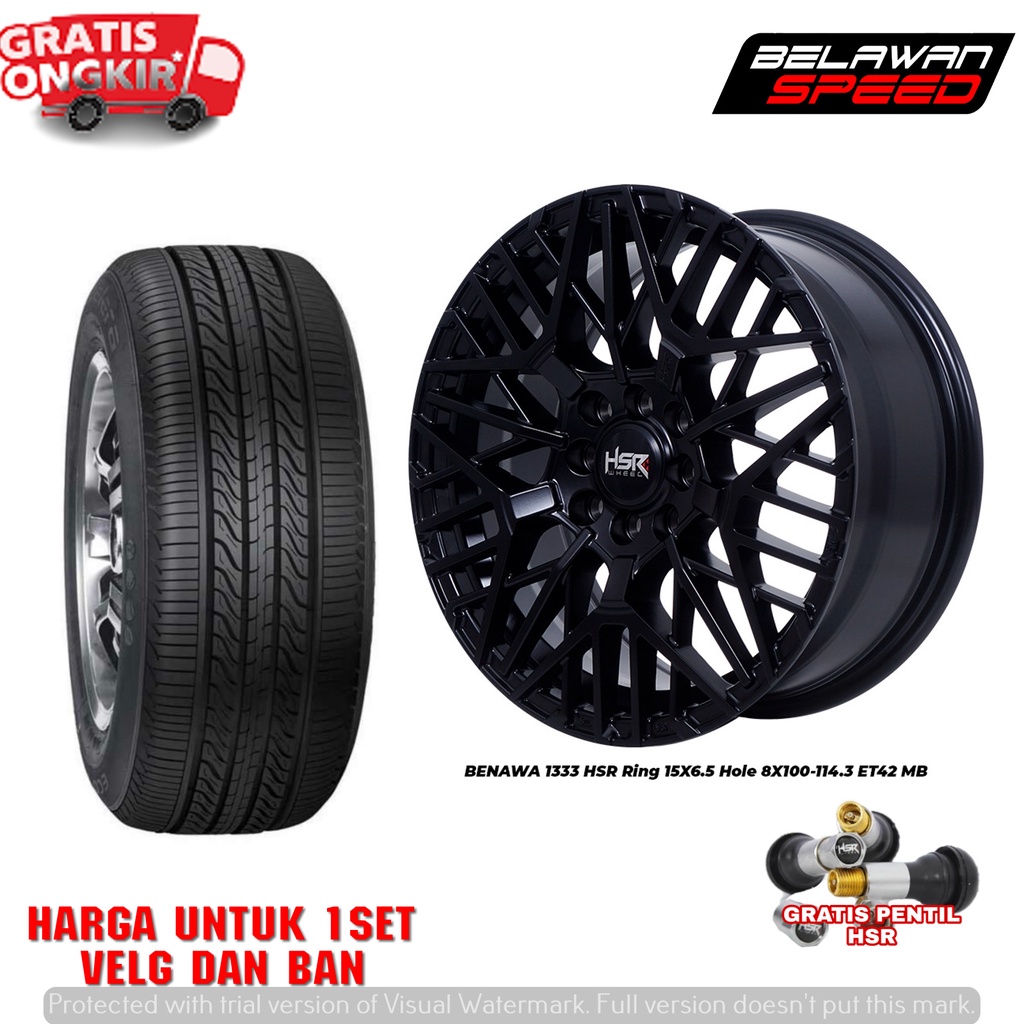 PAKET VELG MURAH+BAN MOBIL TOYOTA VIOS YARIS IGNIS KARIMUN WGON ESTILO R15 HSR BENAWA RING 15-VELEK 