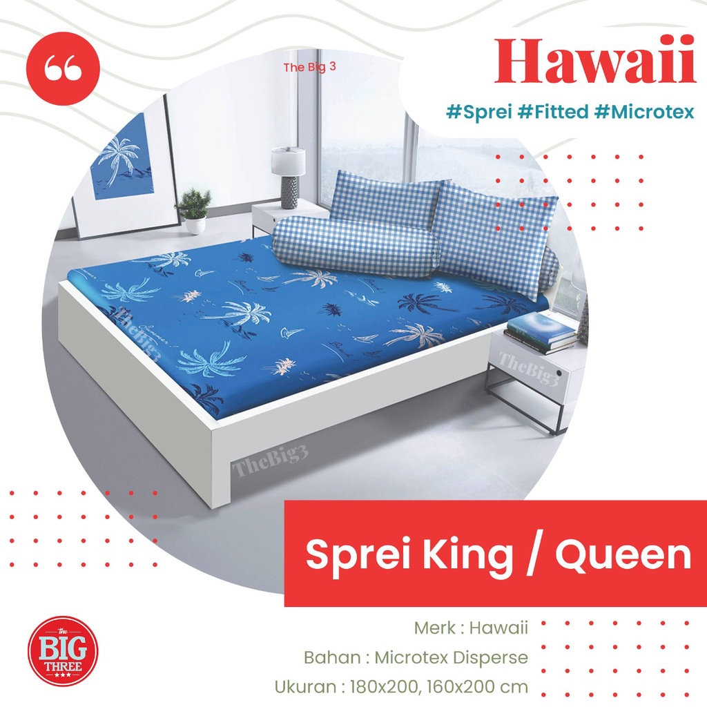 Sprei Hawaii 180x200 / 160x200 motif Adenia Alder Coconut Delano Merryn Violetto Palma Vicelli Mory Irvine Kelby Hugo Candy Leaf   -180 160 SP