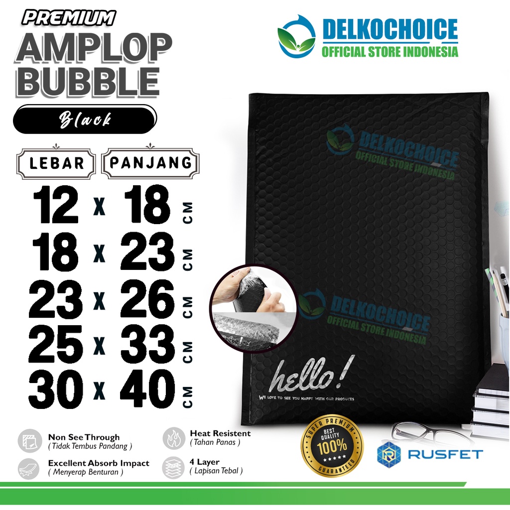 

Amplop Bubble Mailer BLACK Bubblewrap Envelope Rusfet Premium SATUAN