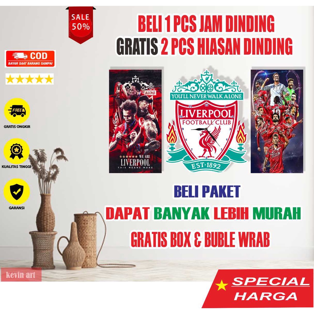 JAM DINDING UNIK MURAH LOGO LIVERPOOL MINIMALIS AESTHETIC KARAKTER ANIMASI KEREN CUSTOM HIASAN DINDING KAMAR TIDUR TEMPEL TEMBOK BESAR UKURAN JUMBO 3d NYALA ARTISTIK MODERN MEWAH KADO HADIAH PERNAK PERNIK HIASAN RUMAH PAJANGAN DINDING KAMAR AKSESORIS