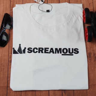  Kaos  Distro T shirt Pria Kaos  SCREMOUS putih  Cotton Combat 