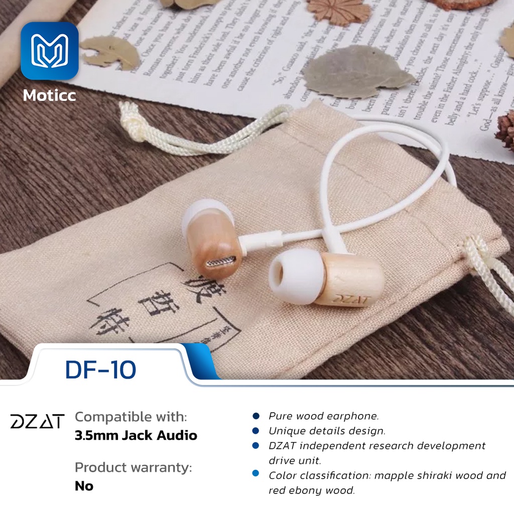 DZAT DF10 Earphone IEM Headset Pure Wood High Res Audio DF-10