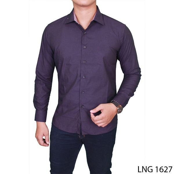 Slimfit Formal Shirt For Male Katun Ungu – LNG 1627