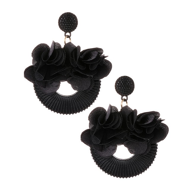 LRC Anting Tusuk Elegant Flowers Decorated Simple Earrings