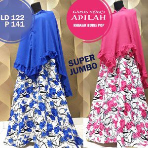 Adilah Gamis Jumbo Pakaian Wanita Muslim Set Hijab Setelan Khimar Busana Muslim Wanita Syari