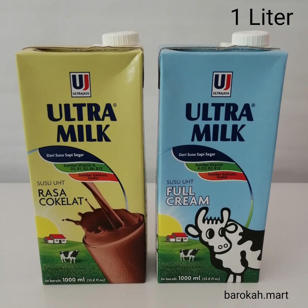 

Ultra Susu UHT kemasan 1 Liter Coklat atau Full Cream