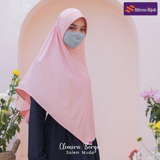 CLEMIRA BERGO SET NIBRAS HIJAB+MASKER-Salem muda