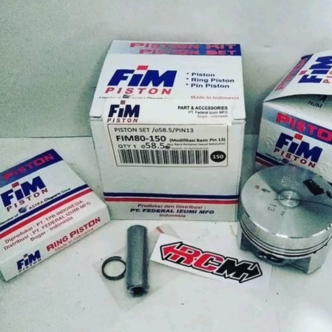 PISTON SEKER SEHER KIT SET FIM80-150 FIM80 80 150 58.5 PIN PEN 13 CUSTOM DOME MODIFIKASI ORI ORIGINAL FIM ASLI