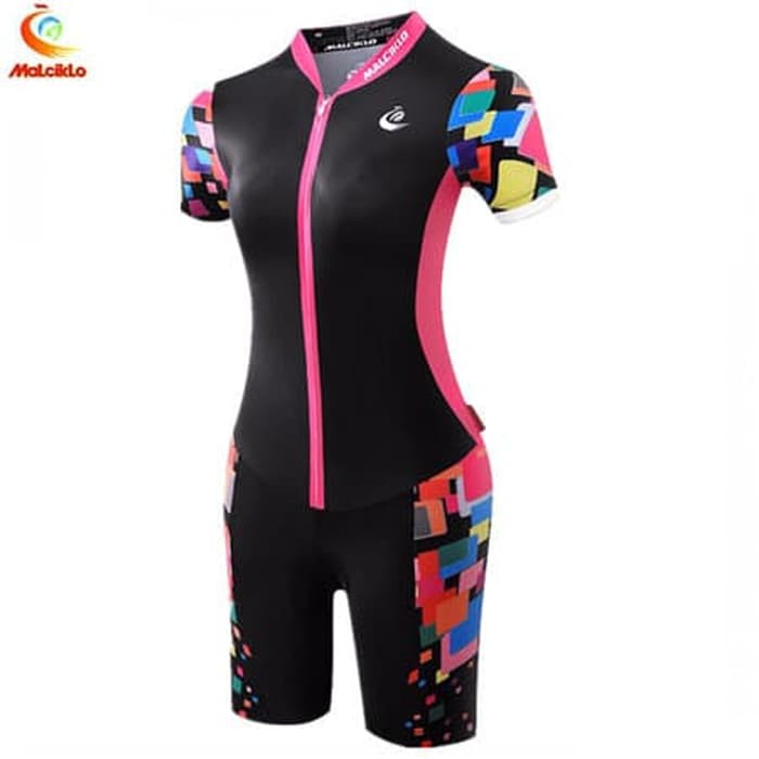 MALCIKLO WOMEN TRISUIT BLACK PINK WANITA TRIATHLON RENANG LARI