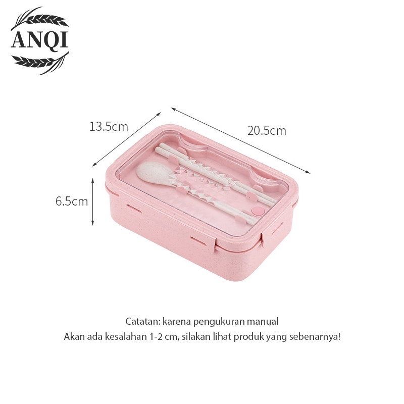 ANQI 1888/Lunch Box/Bento mika 3 sekat/Kotak Makan Transparant /Tempat makanan/VS-55