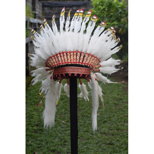 TOPI INDIAN - INDIAN HEADDRESS SMALL ANGSA BILABONG ORANGE KUNING PUTIH TUTUL