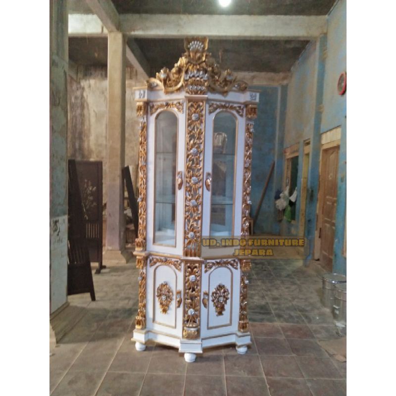 jam hias ruangan tamu ukir cat emas duco mininalis bahan kayu jati jepara