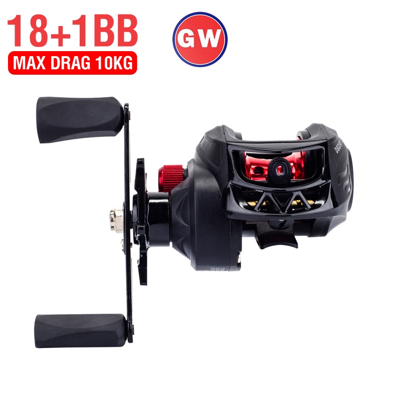 Reel Pancing Baitcasting Tangan Kanan / Kiri 18 + 1BB Max Drag 10kg Rasio 7.2: 1