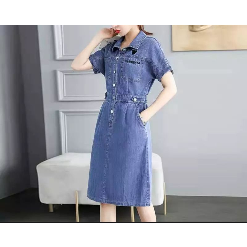 DRESS JEANS WANITA +BORDIR BELAKANG ADA KARET