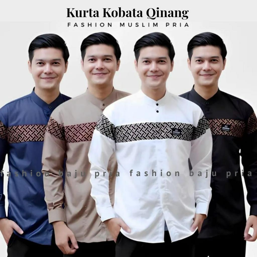 Baju putih lengan panjang koko muslim pria terbaru kemeja koko pria lengan panjang matt chotton tebal adem koko lengan panjang