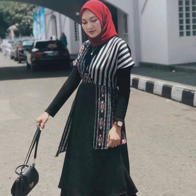 Dress Tunik Tenun Lurik Mix Toyobo Premium