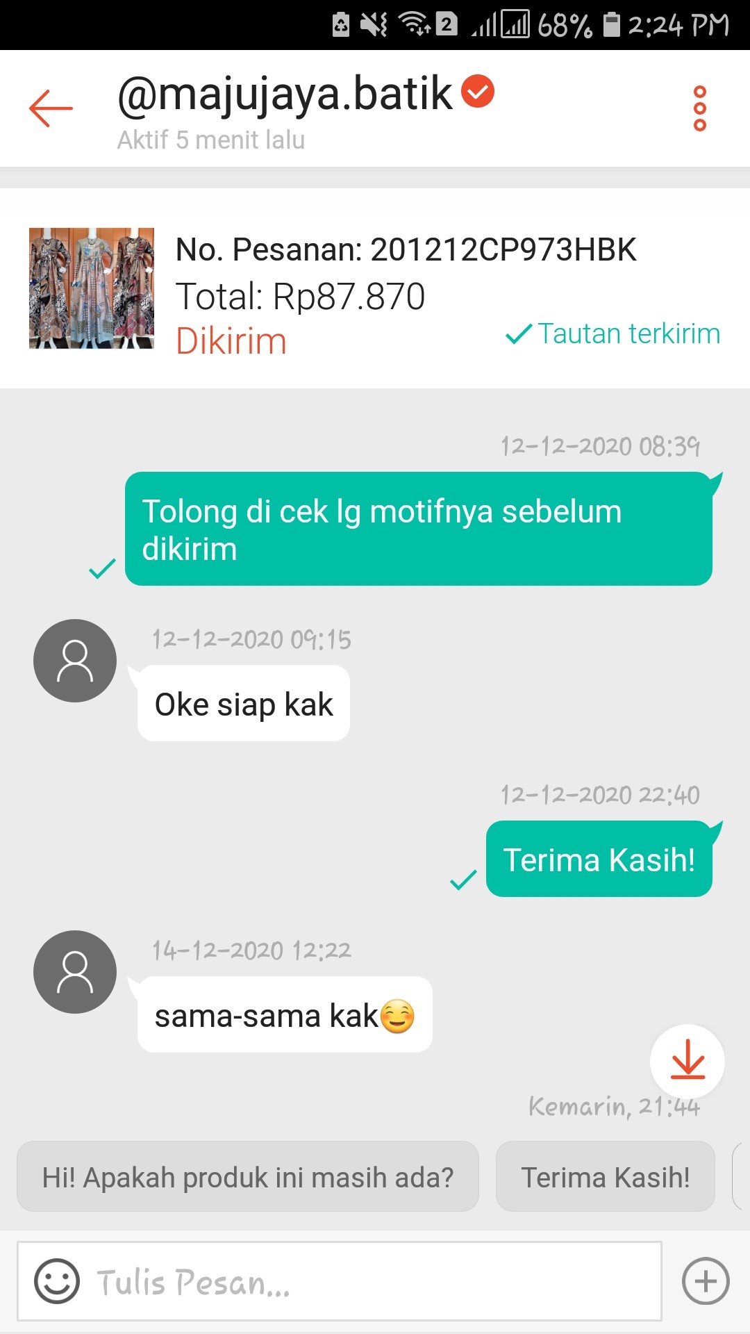 Cod Bayar Ditempat Majujaya Batik - Gamis Batik Modern - Gamis Batik Size Jumbo Ld 110 Ld 120 - G315