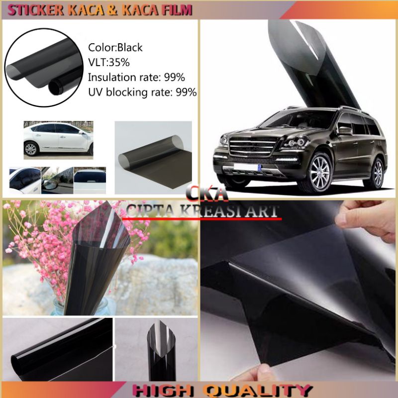 STIKER KACA FILM RIBEN HITAM / KACA FILM MOBIL, RUMAH, KANTOR GEDUNG / PEREDAM PANAS 20%, 40%, 60%, 