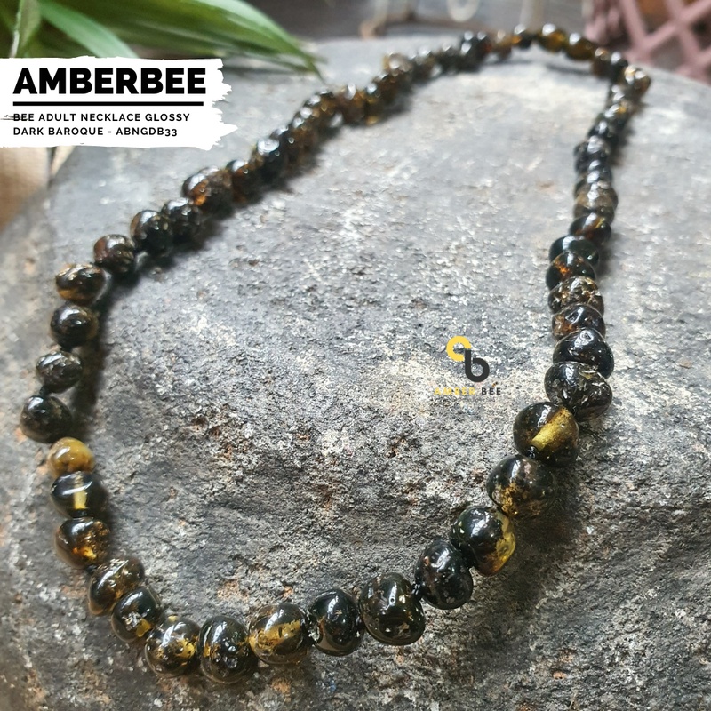 Kalung Amber Dewasa Premium Glossy Dark Baroque ABNGDB33 by Amber Bee