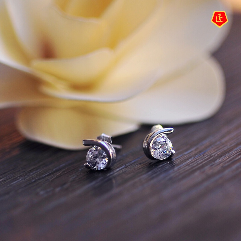 [Ready Stock]Fashion Silver Moissanite Stud Earrings