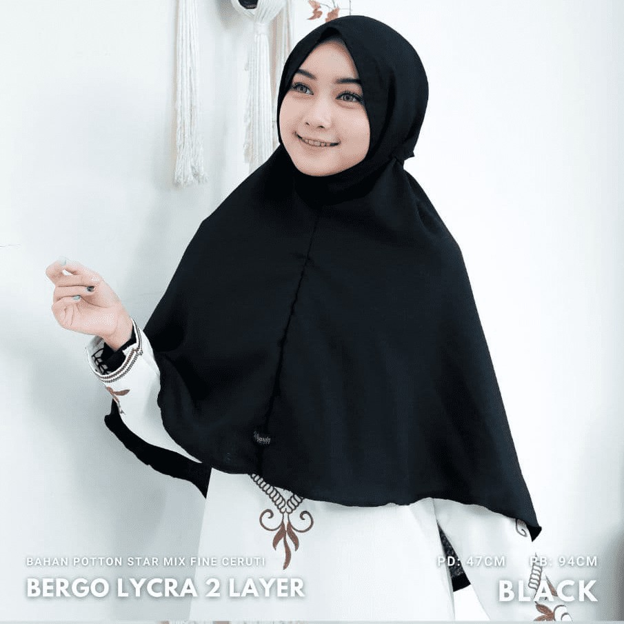Hijab Instan Bergo Tali Lycra 2 Layer Milyarda Hijab