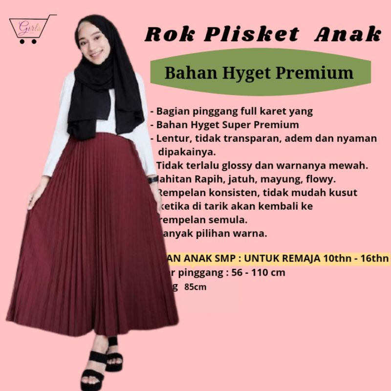 ROK PLISKET ANAK PEREMPUAN/ROK PLISKET REMAJA PREMIUM UMUR 10 - 16thn/ROK PlISKET UNTUK REMAJA BAHAN