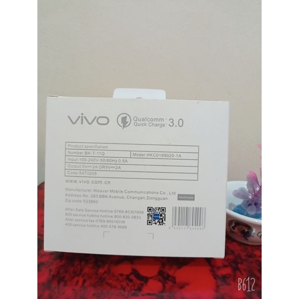 CHARGER VIVO Original Type C V19 V17 V21 Y9S Y9 S5 Y30 Y50 V17 PRO S1 PRO FAST CHARGING QUALCOMM QC 3.0