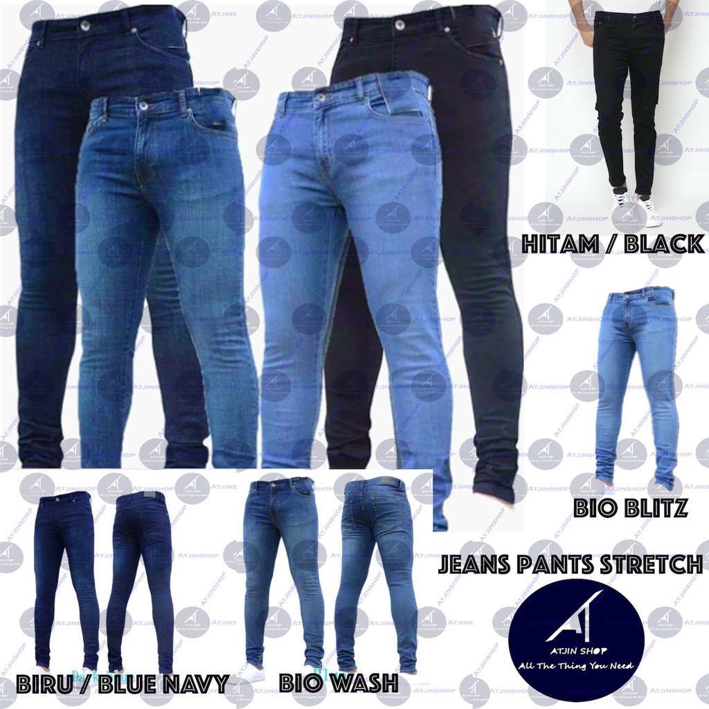 Atjin-Celana Jeans Panjang Pria Model Skinny Fit Bahan Terbaru 2021 [ 4 Warna]