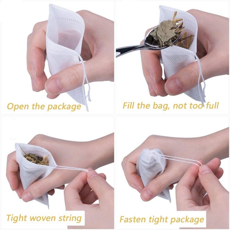 Kantong Saringan Teh Celup kosong Teabags Kantong Saringan Rempah Kopi Herbal Disposable Tea Filter Bags - 1 bungkus ( 100 pcs )