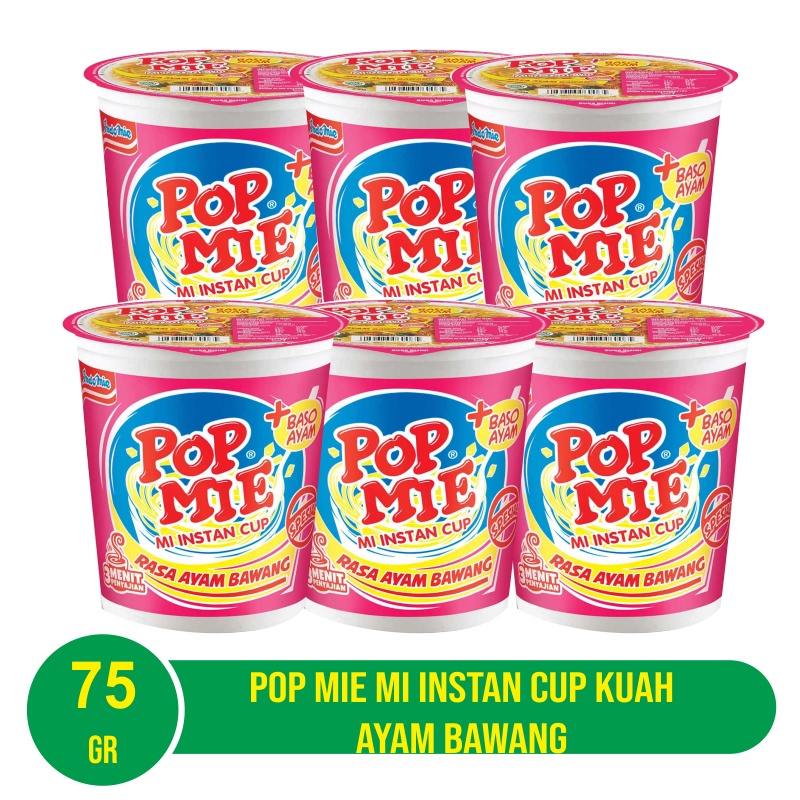 Pop Mie Mi Instan Cup Kuah 75 gr - 6 Pcs