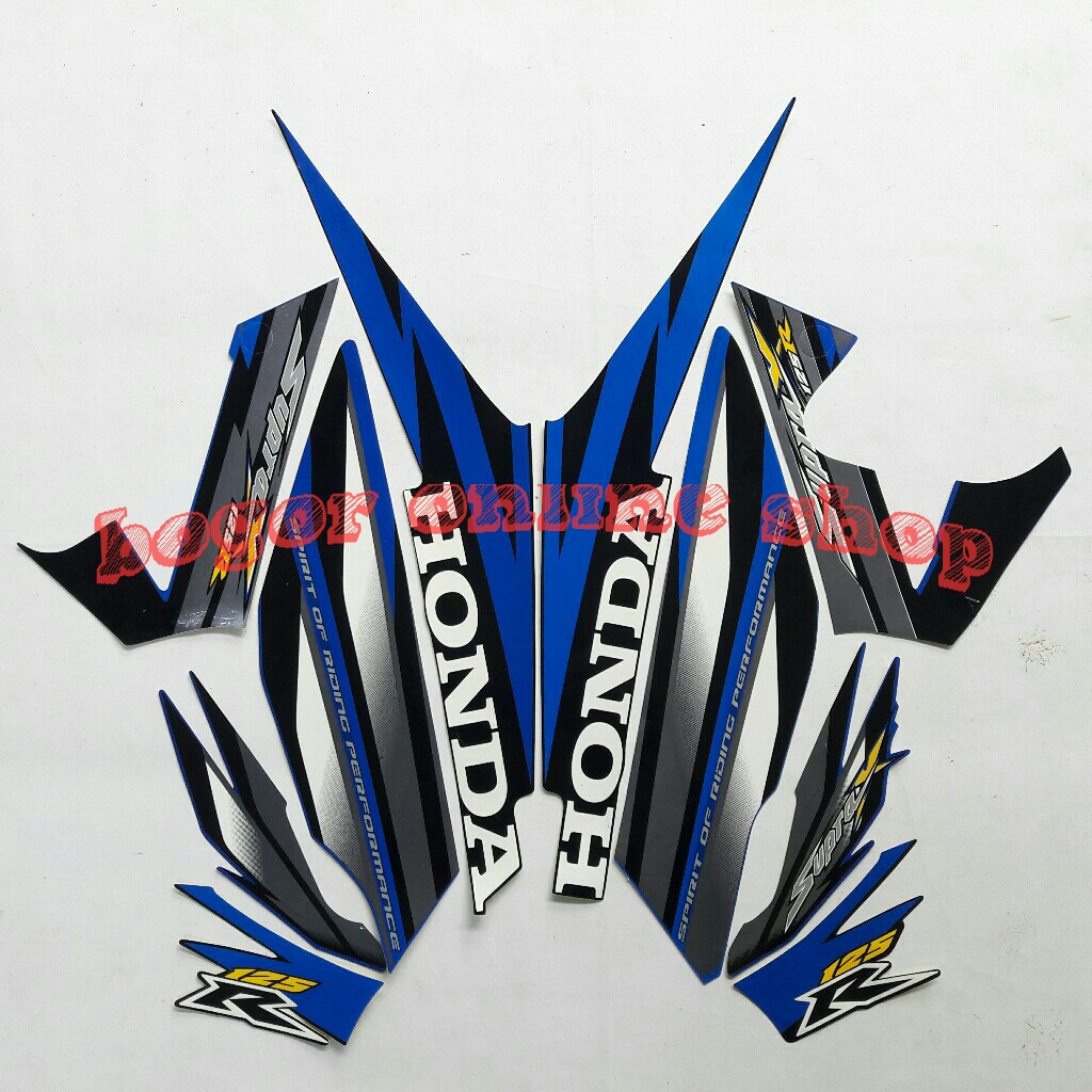 stiker motor supra x 125r 2006 hitam biru