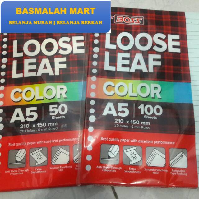 

Termurah Loose Leaf A5 Warna 100 lembar Color Big Boss Murah