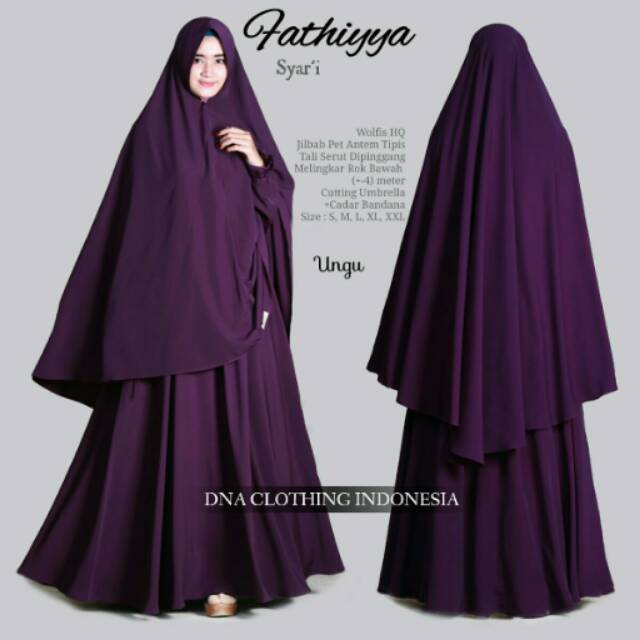 Gamis Khimar Fathiyya Syari Ori Dna Clothing Longdress Maxi Wolfis HQ Jilbab Pet Antem Cadar Murah