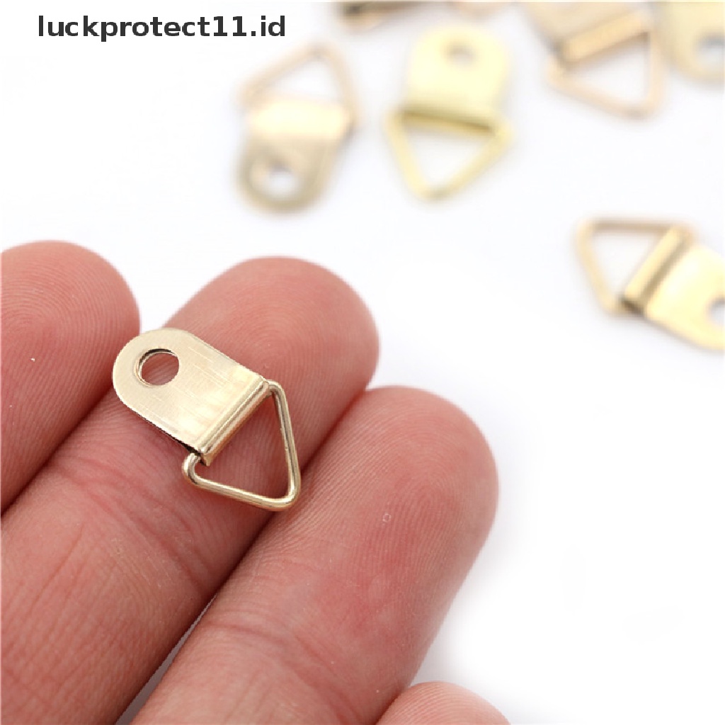 //HG&amp;ID// 100pcs Mini Golden Triangle D-Ring Picture Oil Painting Mirror Photo Frame Hook Hanger 10x20mm Furniture Accessories .