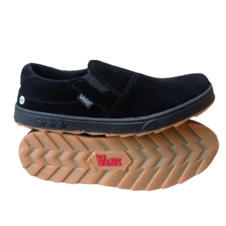 Sepatu Pria Casual Slip On Hitam Polos Slop Tanpa Tali Keren Buat Gaya