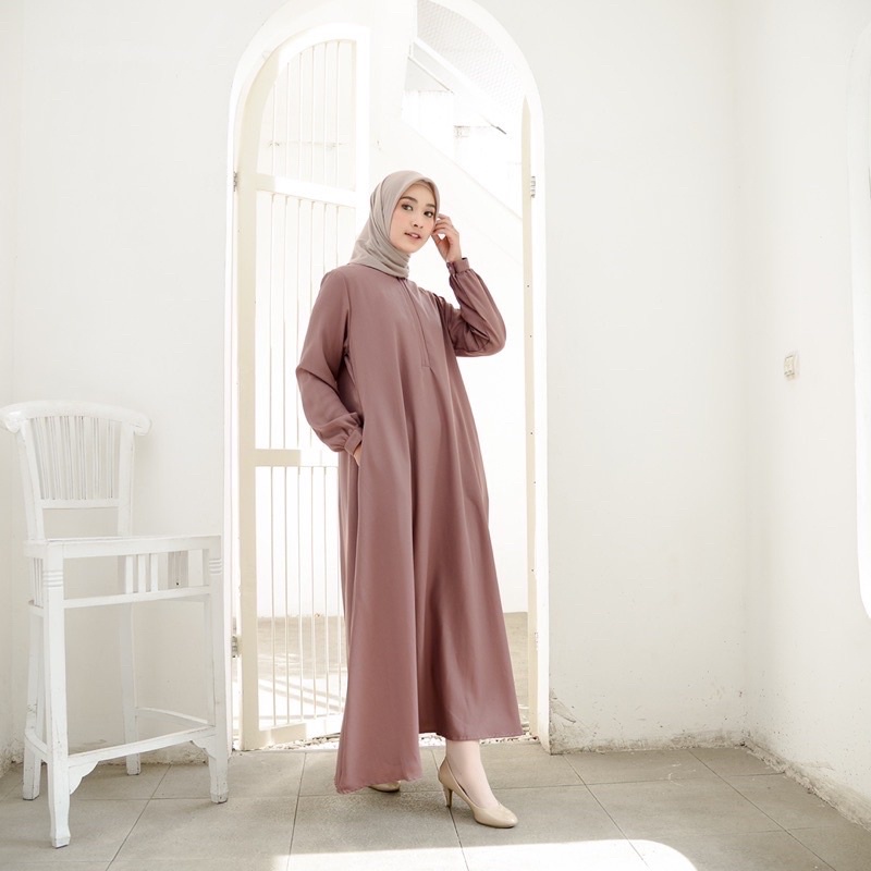 Kiara Basic Dress Gamis Polos Elegan