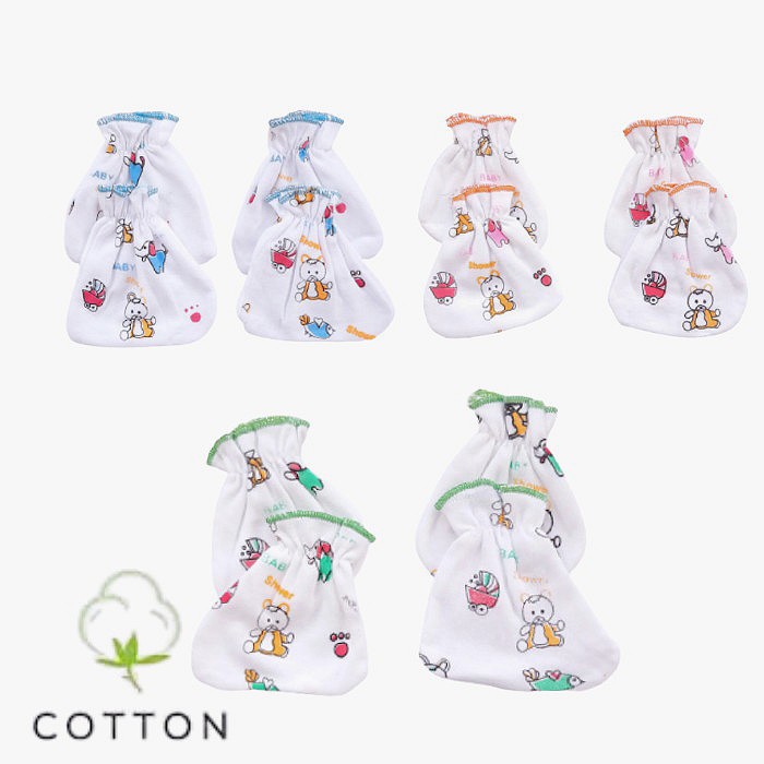 Sarung Tangan Bayi Print Putih Cotton