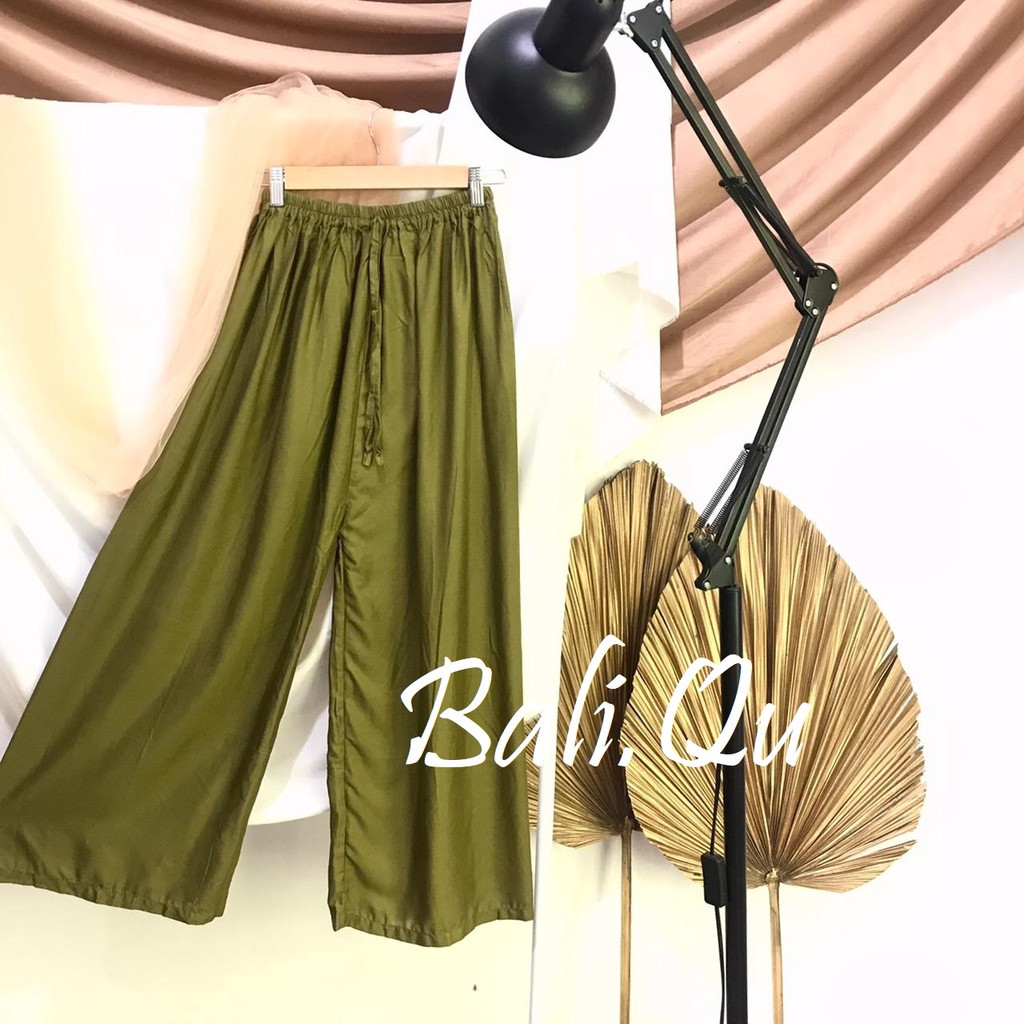 Celana Kulot Panjang Polos Jumbo Bali Qu-OLIVE