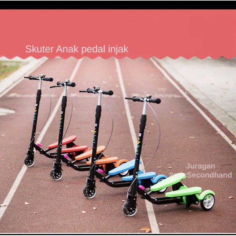 skuter dua pedal/skuter genjot wings/scooter super murah-Pink.ped+Deker+hlem