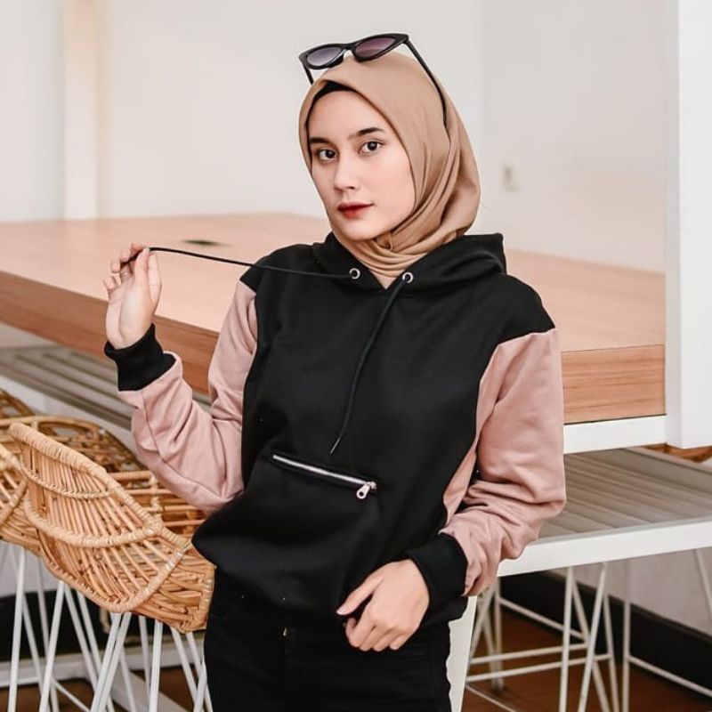 JAKET SWEATER WANITA Alya zipper hoodie, jaket sweater wanita, casual elegan