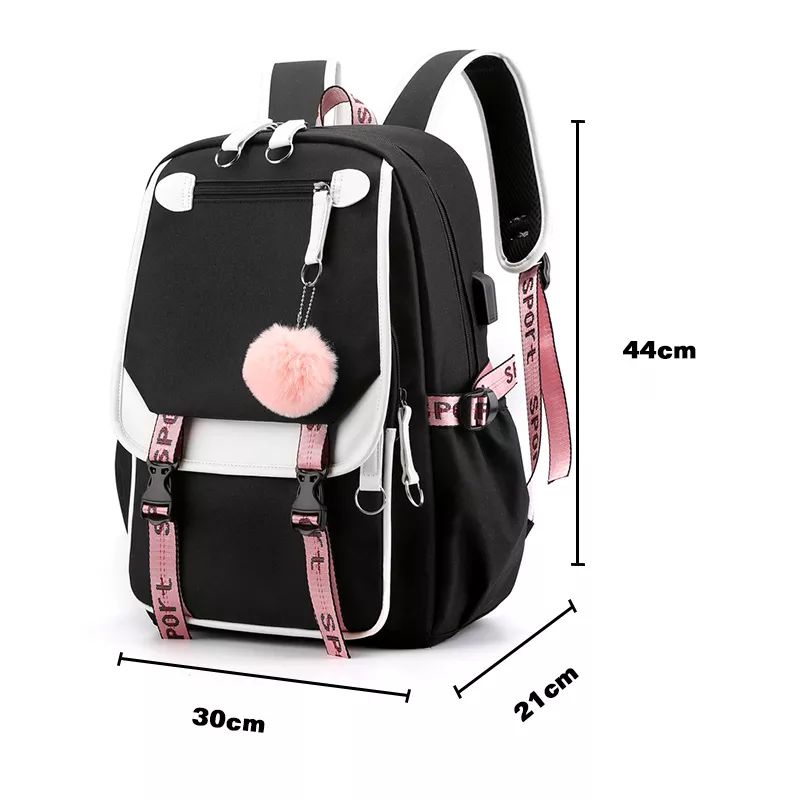 Qisswa Backpack Korea Tas Sekolah Backpack Multifungsi Kanvas Leisure Korean style