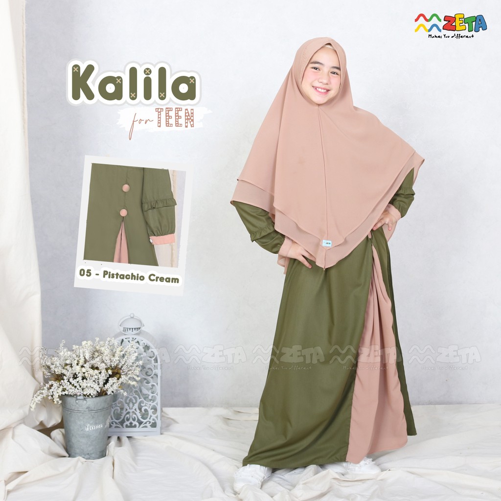 Gamis Kalila Series 05 Pistachio Zeta Outfit